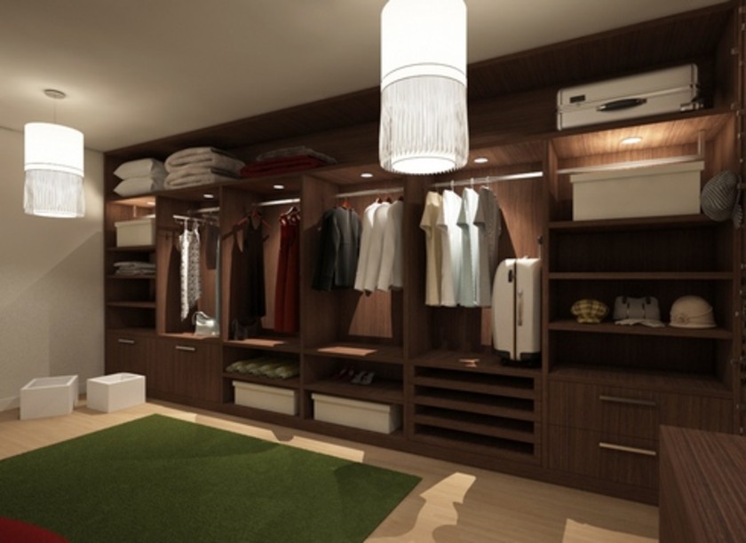 Классическая гардеробная комната из массива с подсветкой Ульяновск